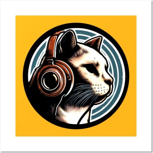 Cat Learning Music side Posters and Art